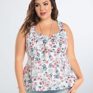 Torrid 2 White Floral Peplum Top